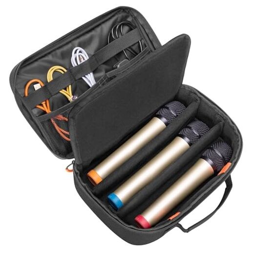 3 Slots Wireless Microphone Carrying Case, Microphone Storage Bag Fits for 3