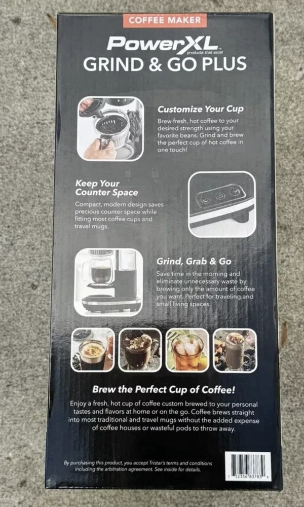 Grind and Go Plus Coffee Maker, Automatic Single-Serve Coffee Machine with 16-Oz