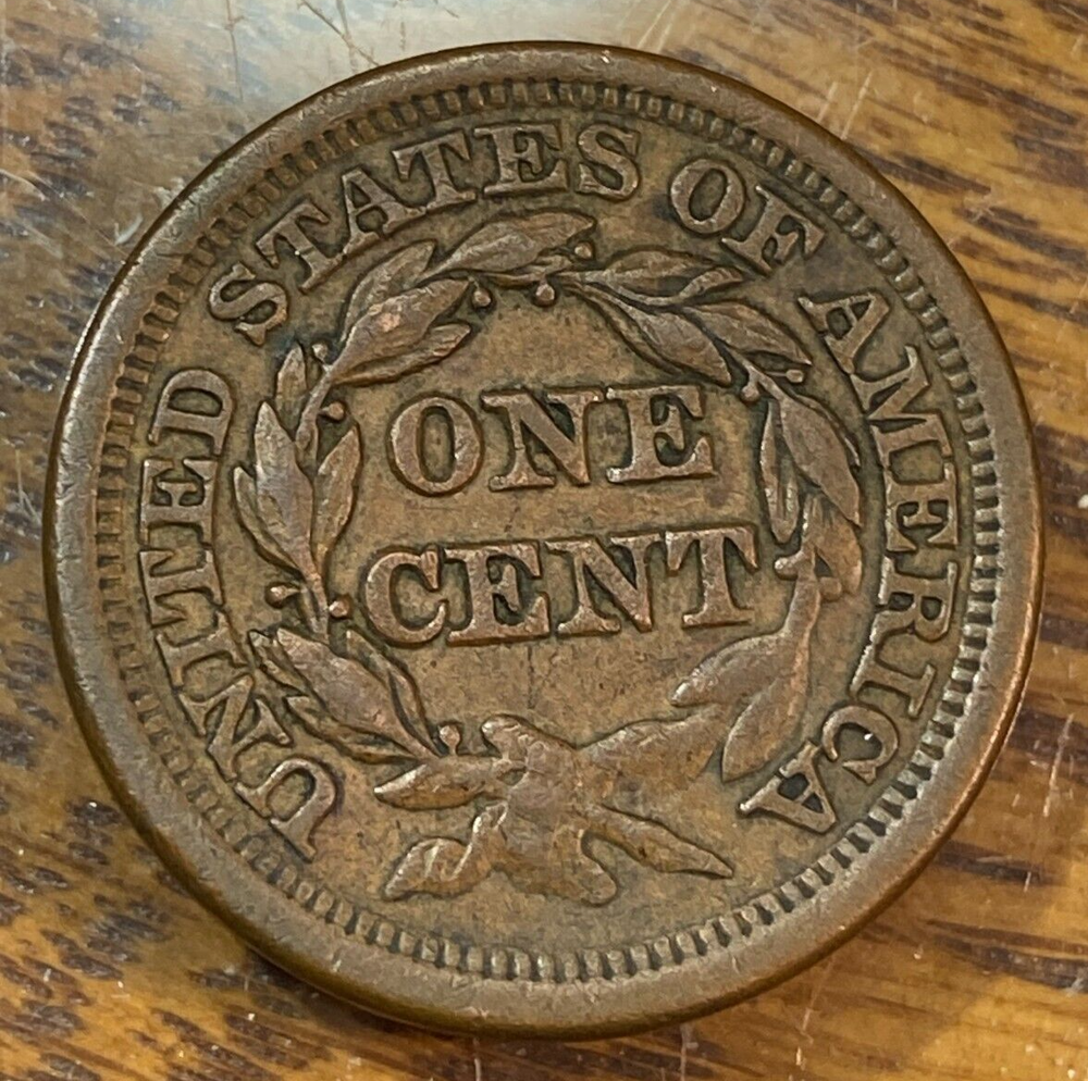 1854 Large Cent Super Original Light Brown AU CHRC