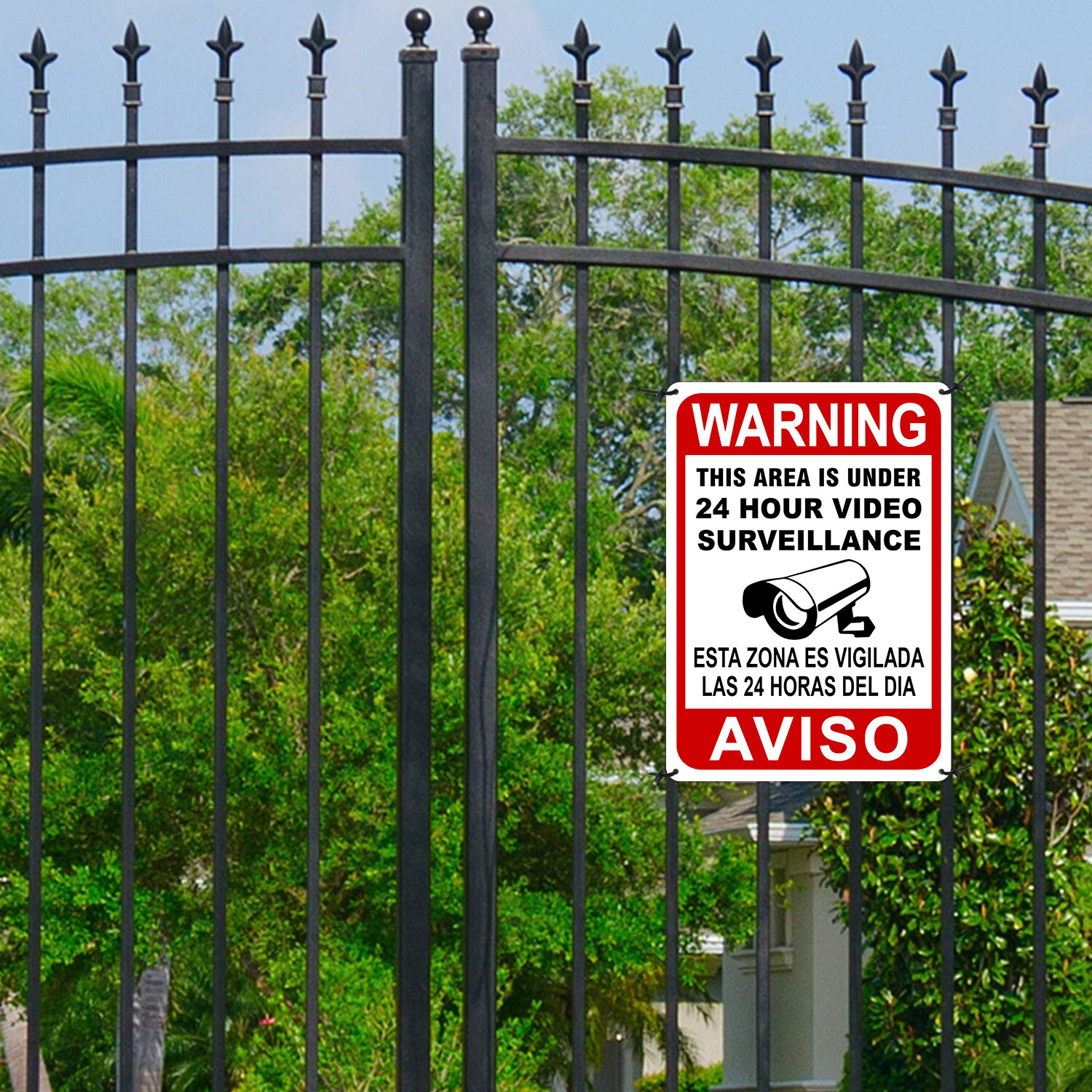 CCTV Warning Home Security Video Surveillance Camera Sign English/Spanish AVISO