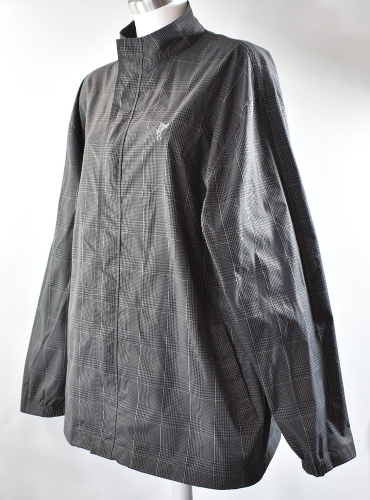 Ashworth Houndstooth Jacket Logo Collared Windbreaker Golf Coat Zip Front Men XL