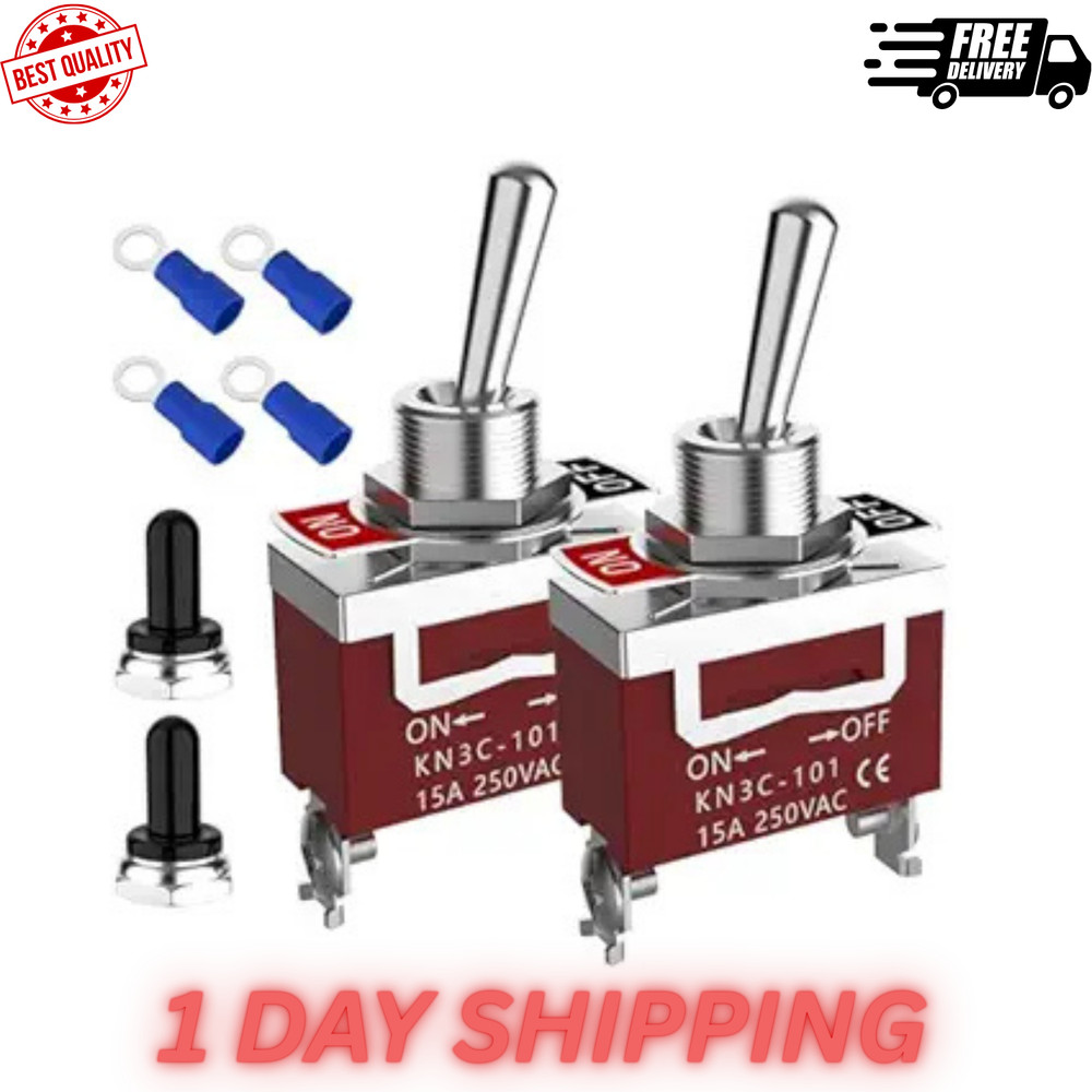 Toggle Switch 12V 30A Heavy Duty ON/Off 2Pin SPST Waterproof Toggle Switch 2Pack