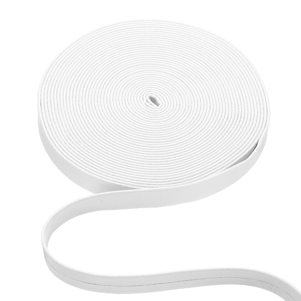 10mm Wide Flat Leather Cord String Leather Trimming Tape, White