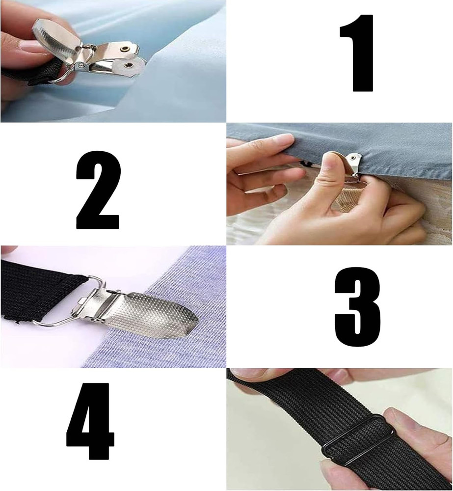 Table Cloth Holder Clips Hidden Strap 5 Pack - Adjustable Elasticity Picnic Tabl