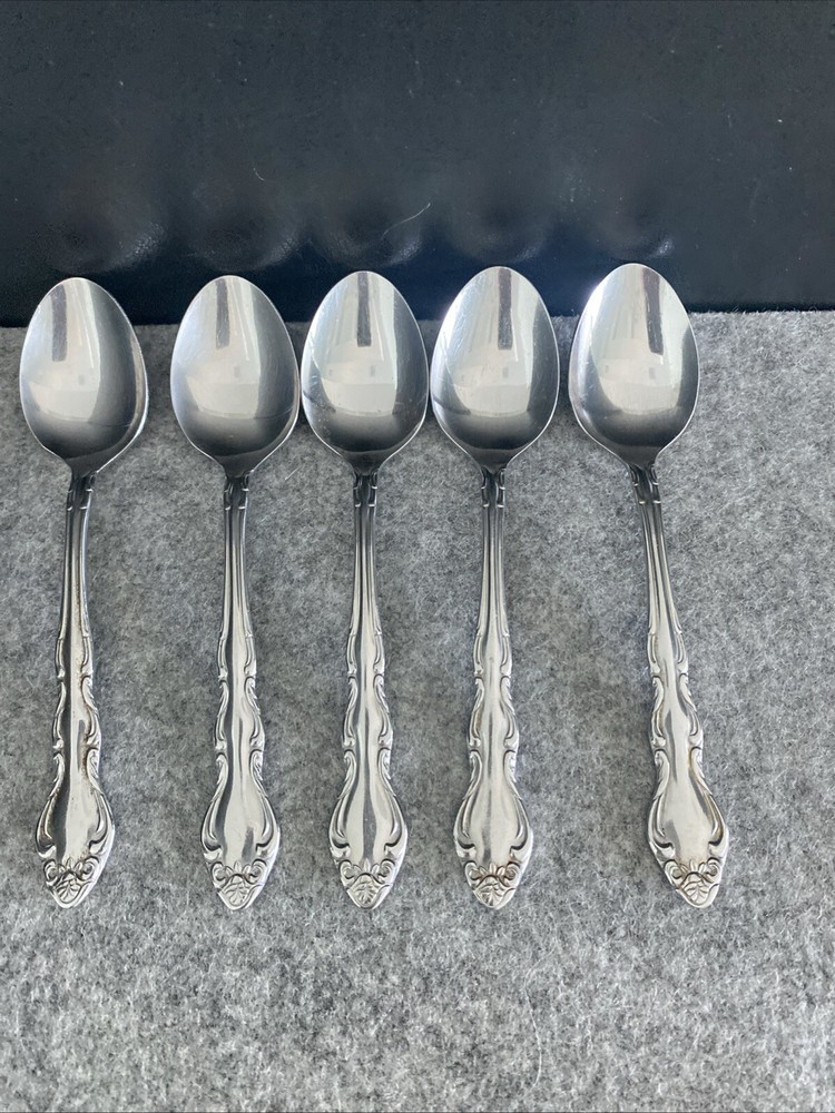5 TOWLE/SUPREME CUTLERY STAINLESS FLATWARE, "PIERRE" PATTERN, TEASPOONS