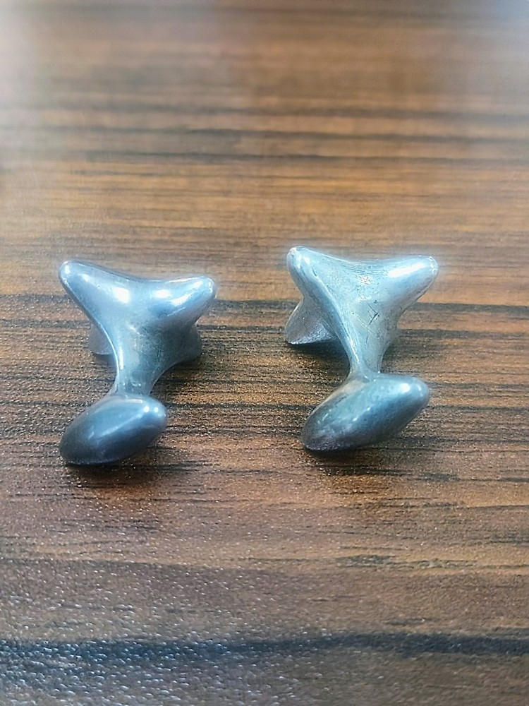 Vintage Asymmetrical Star Shaped Silver Tone Cufflinks