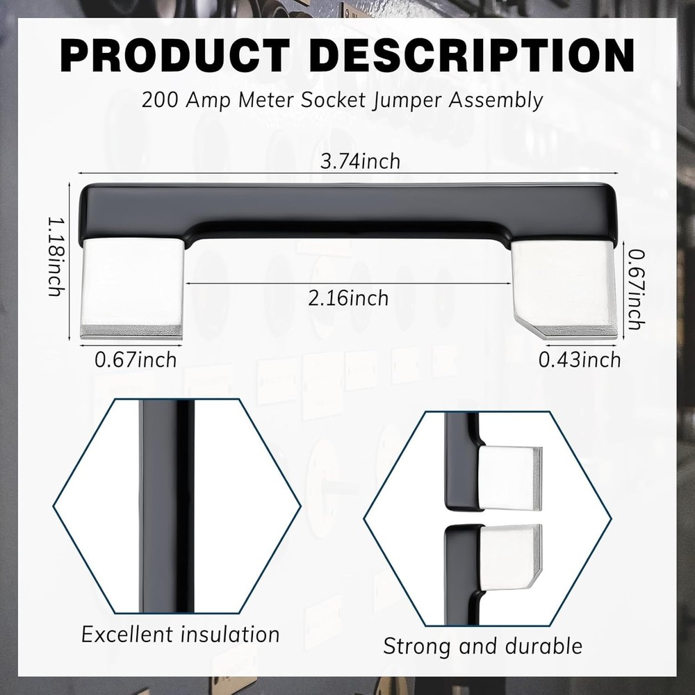 4 Pcs 200 Amp Meter Socket Jumper Assembly Bypass Jumper for Bus Electrical Mete