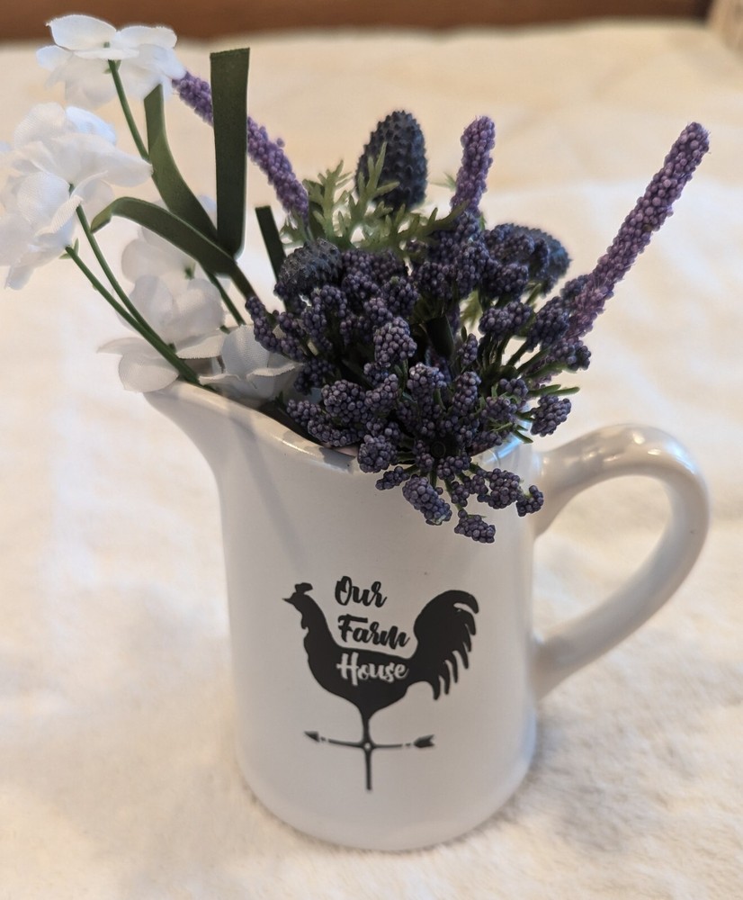 Farmhouse Pitcher with Artificial Flowers for Decor Only - Small