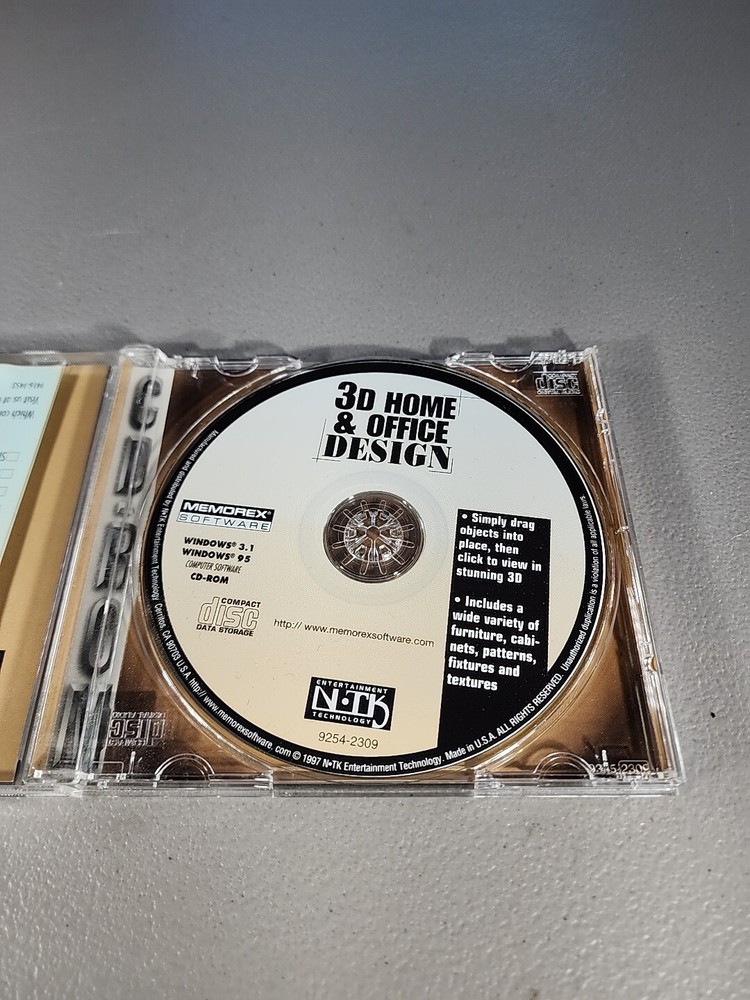 Memorex Software 3-D Home & Office Design (1996) CD-ROM for DOS or Windows