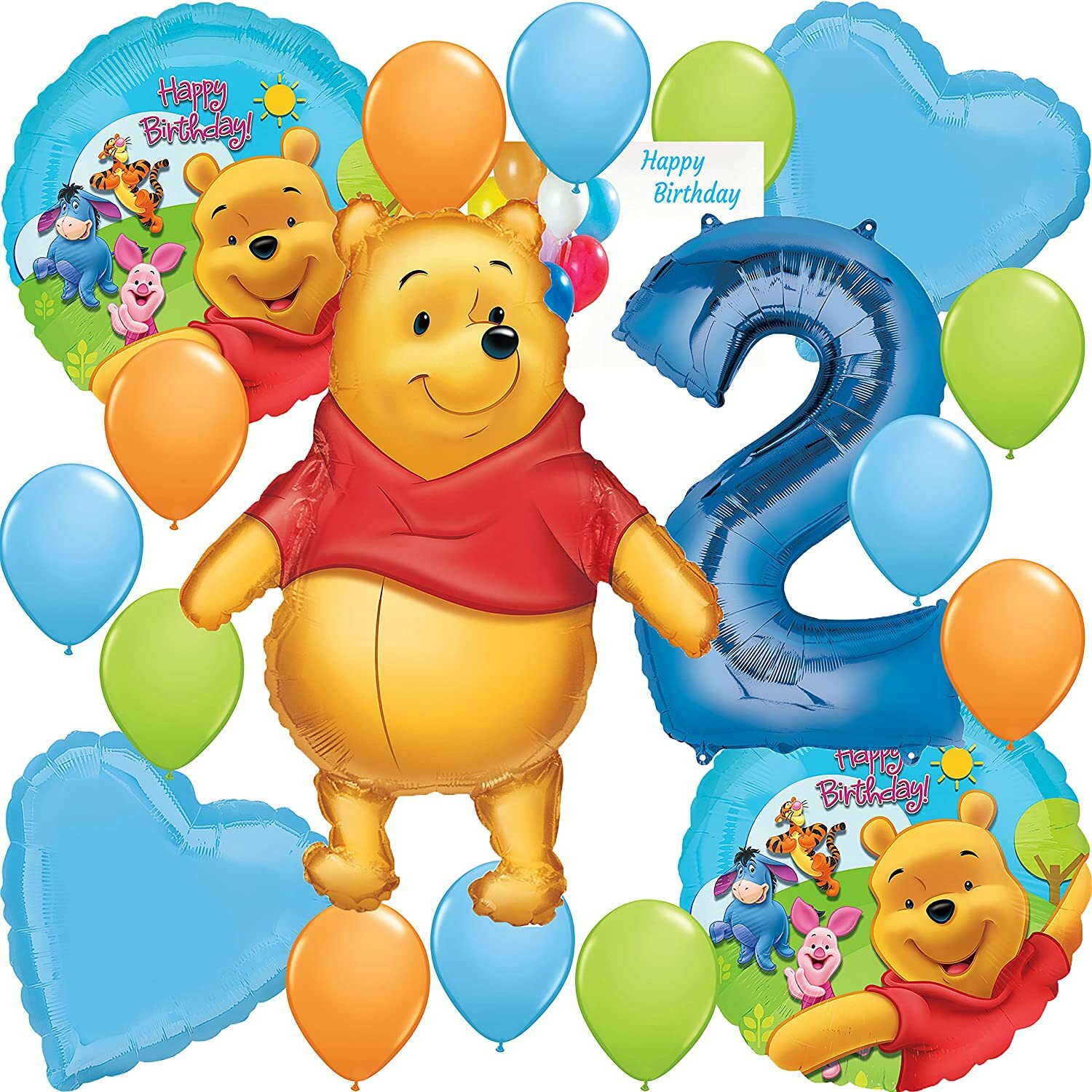 Winnie the Pooh Party Supplies Blue Balloon Bouquet for 2nd Birthday