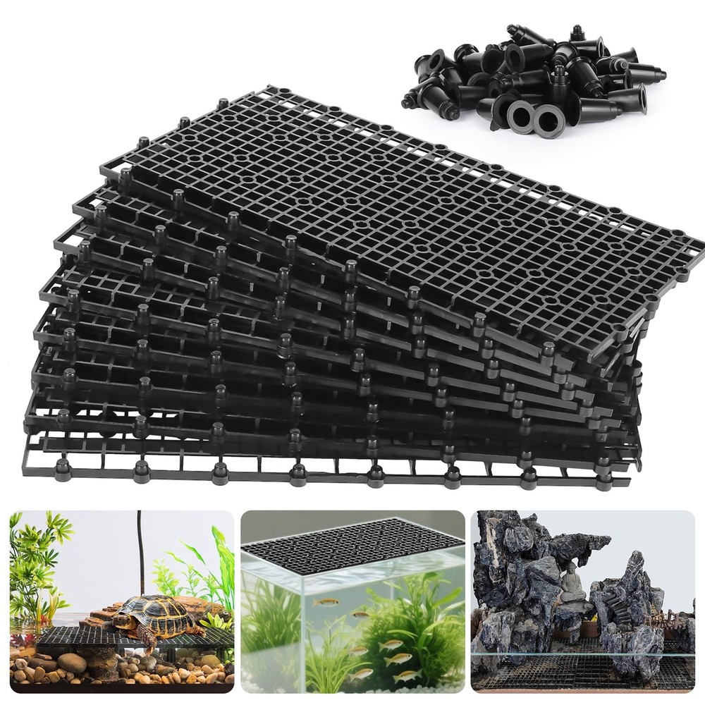 12pcs Aquarium Fish Tank Divider Filter Bottom with Bracket Plastic Egg Crate...