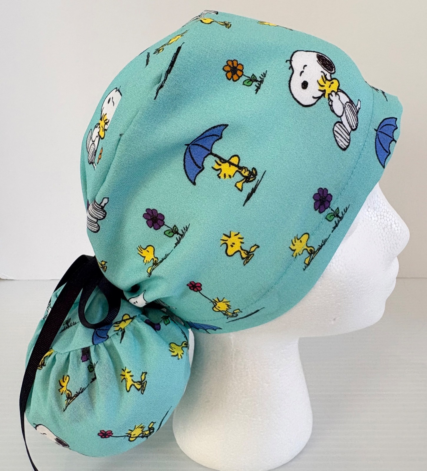 Snoopy Print Medical Ponytail Pouch Surgery Scrub Cap Chef Hat