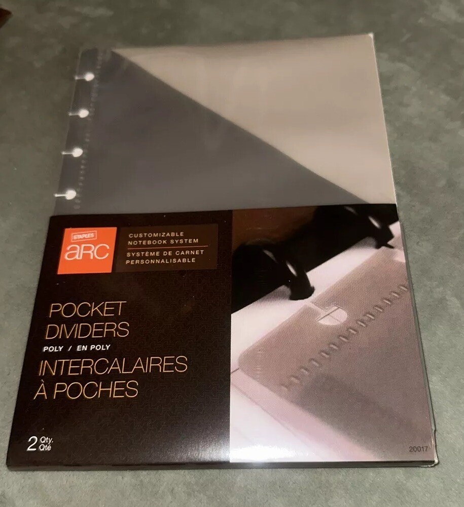 ARC Pocket Poly Dividers 2 Packs model # 20017 NIP Customizable Notebook System