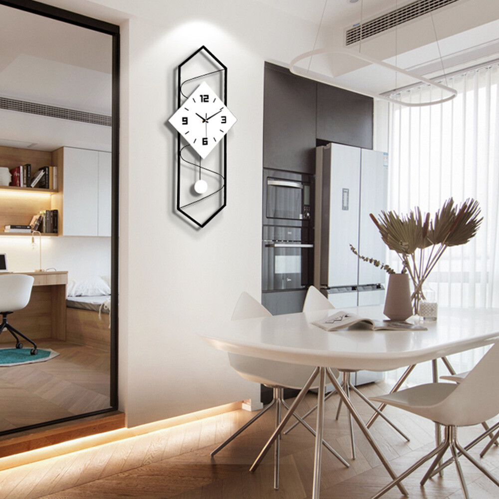 Modern Pendulum Wall Clock Silent Movement Solid Wood Dial Wall Clock Home Decor