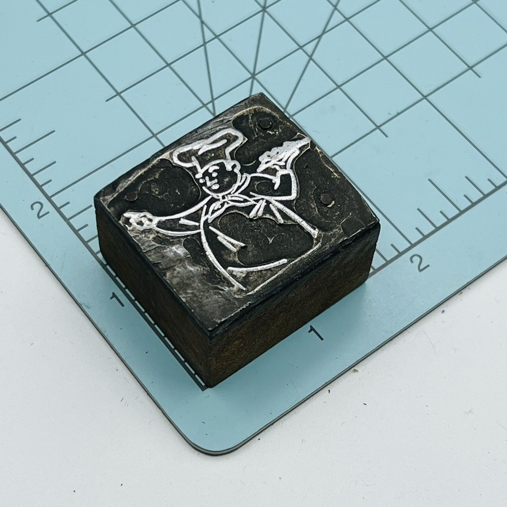 VTG Printing Letterpress Printer Block Chubby Chef