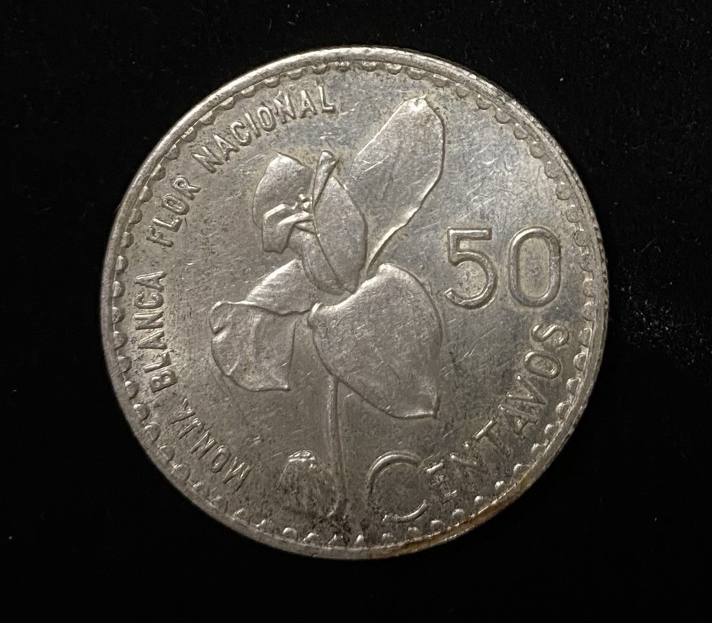1962 Guatemala Silver 50 Centavos  -  30.95mm Diameter