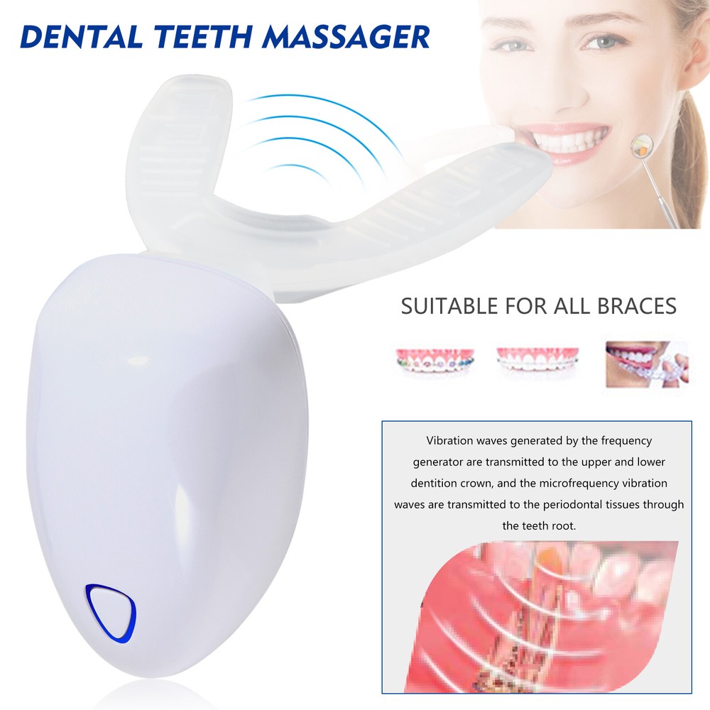 Dent Orthodontic Accelerator Teeth Massager Vibrator & 2 Brackets Tool Kit bw