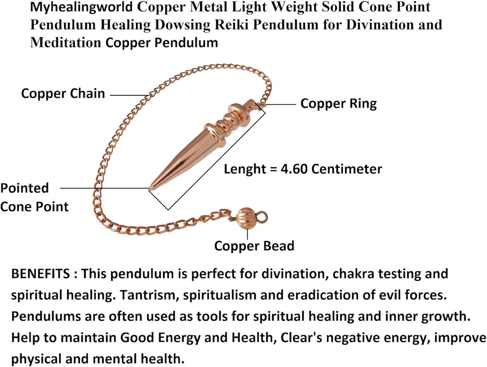 Copper Metal Light Weight Solid Cone Point Pendulum Healing Dowsing Reiki Pendul