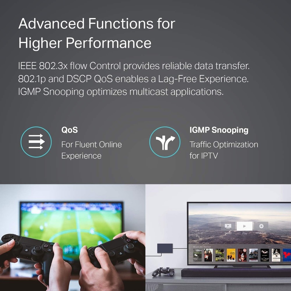 Durable 8 Port Gigabit Network Switch with Traffic Optimization & Fanless Design