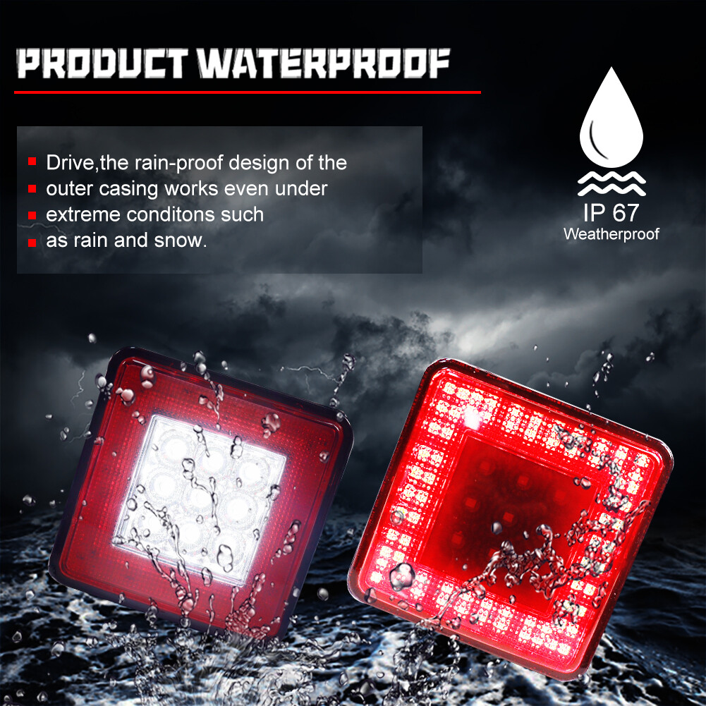 80 LED BRAKE, DRIVING, REVERSE LIGHT LAMP TRAILER TOWING HITCH COVER 2" RECEIVER