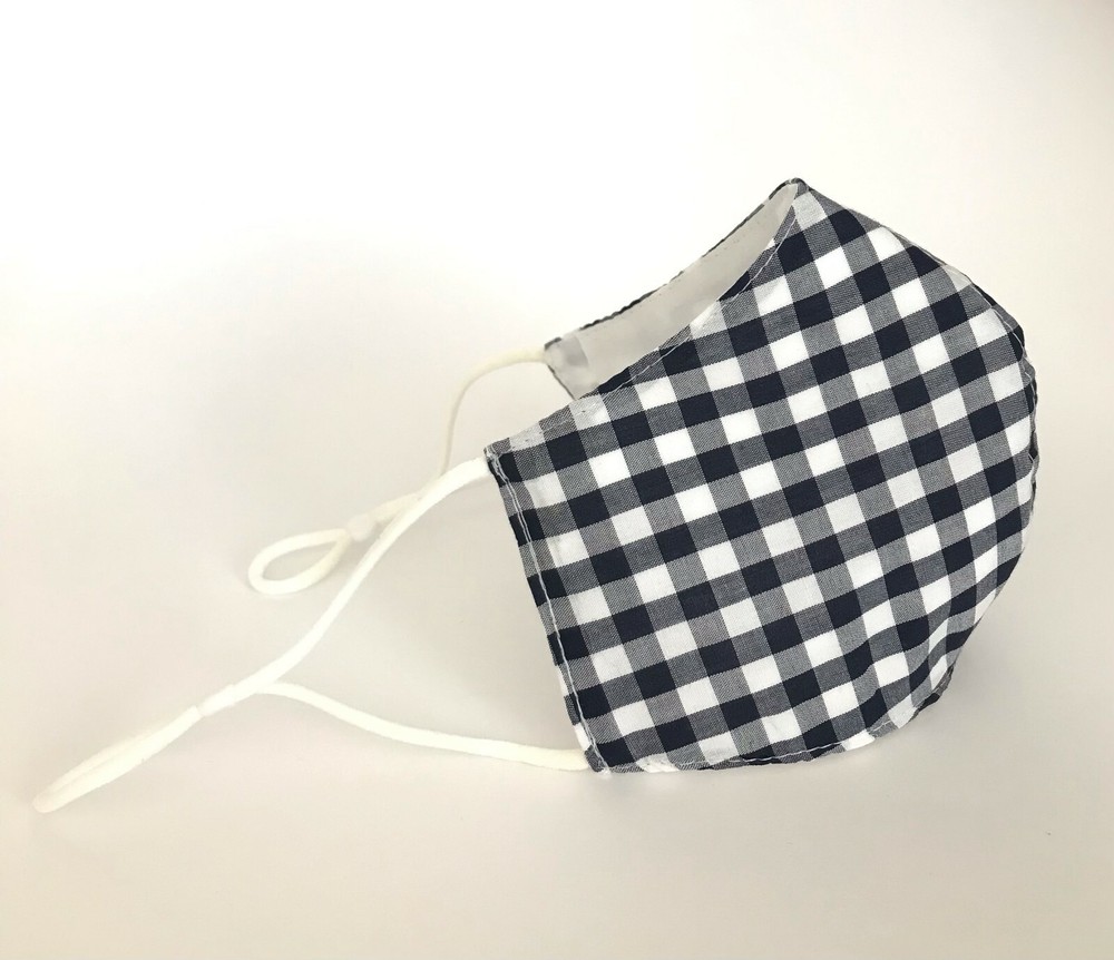 Face Mask 3 Layers *Gingham* washable Australia made with filter pocket
