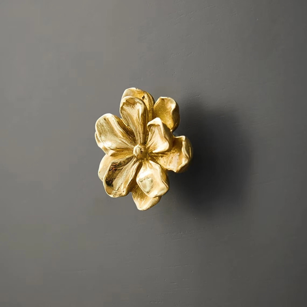 Camellia Flower Brass Knobs Cabinet Knobs Handles Kitchen Pull drawer Knob
