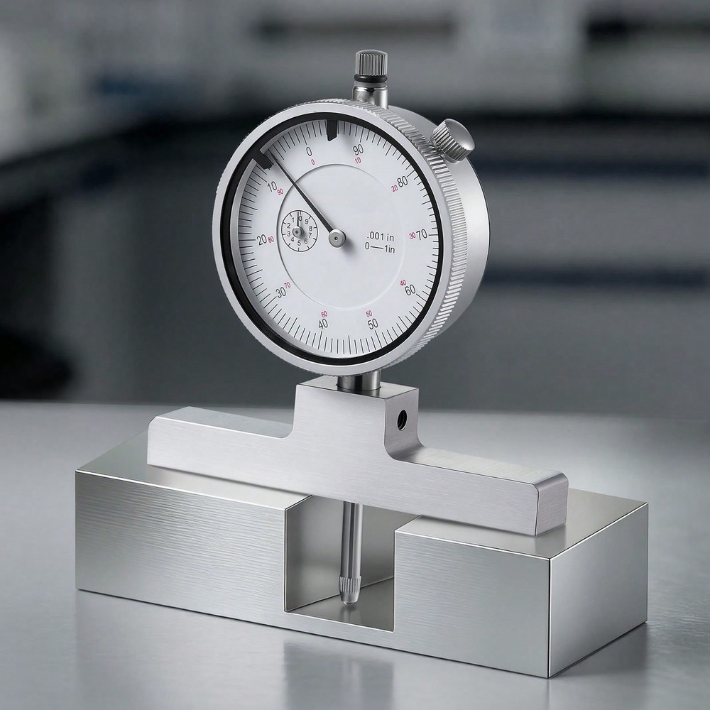 Depth Gauge, Depth Micrometer 0-22 Inch Measuring Range, 0.001" Resolution,