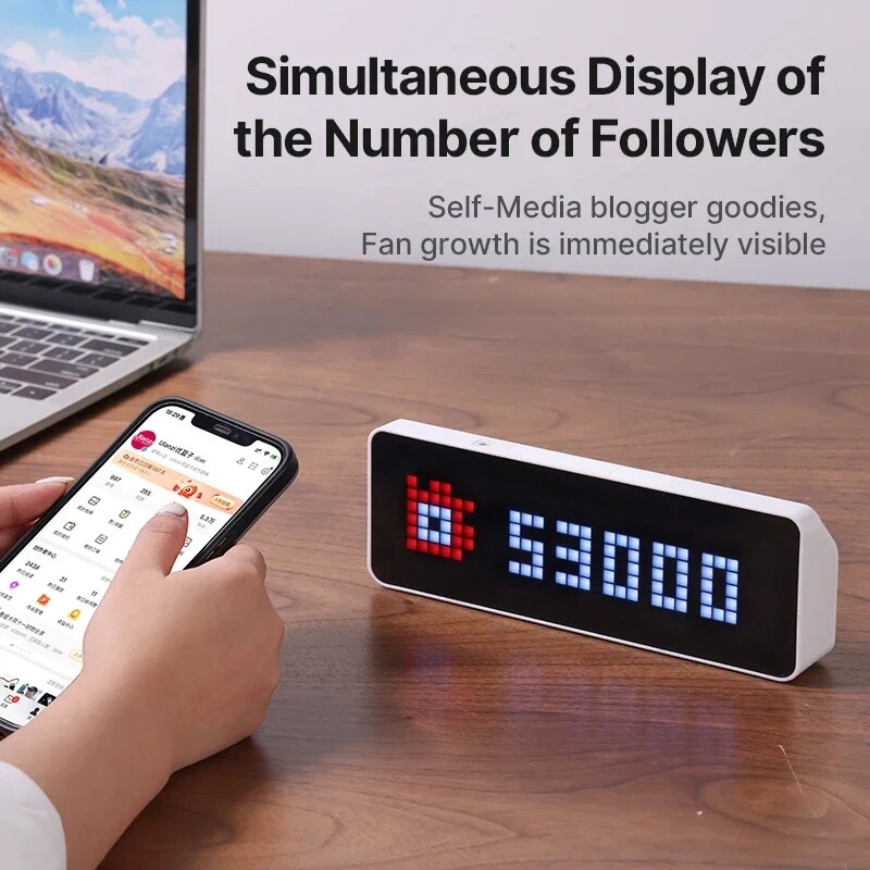 Ulanzi TC001 Pixel Desktop Clock Simultaneous Weather Forecast Pixelated Message