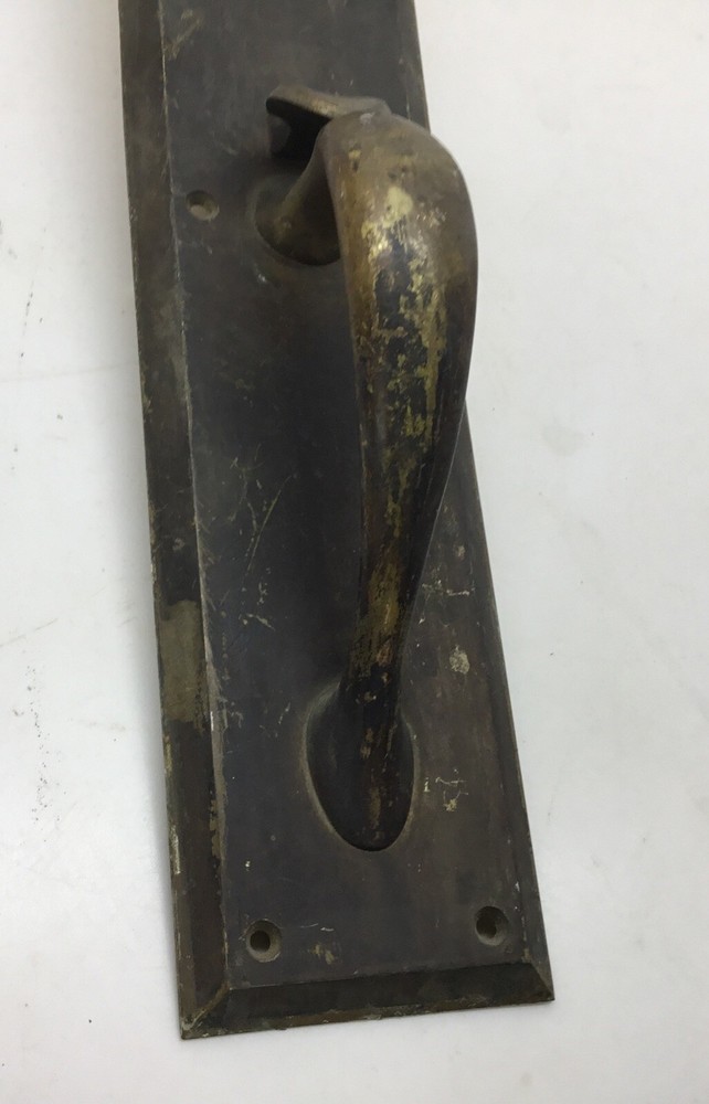 Vintage Hudson 16’’ Solid Brass/Bronze? Entry Door Pull with Thumb Latch…..[EC8]