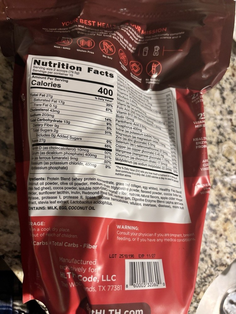 HLTH Code Complete Meal Replacement Shake Healthiest Meal Replacement High