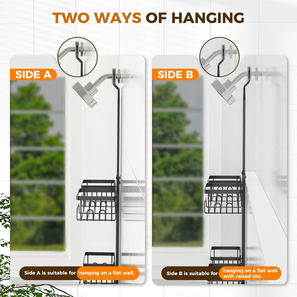 Shower Caddy Hanging for Handheld Showerheads Adjustable Split Shower Caddy, ...