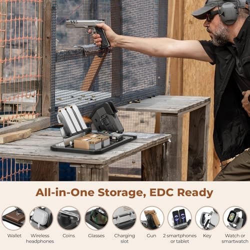 Detachable Quick-Access Gun Rack Trigger Lock - Handgun Safe & Organizer with Ph