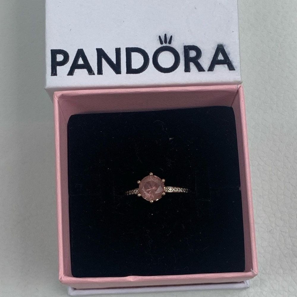 Pandora Rose Pink Solitaire Crown Ring Size 50 (5.25)