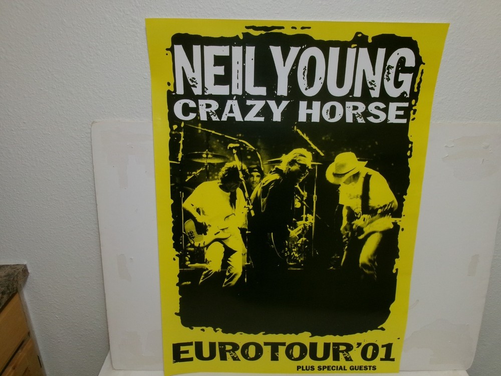 Vintage Original Neil Young and Crazy Horse Euro Tour '01 Concert Poster-24"x34"