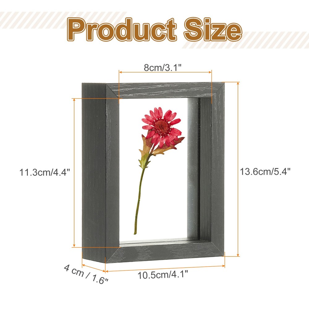 Wooden Pressed Flower Frame 4x5Inch Rectangle Floating Frame Black