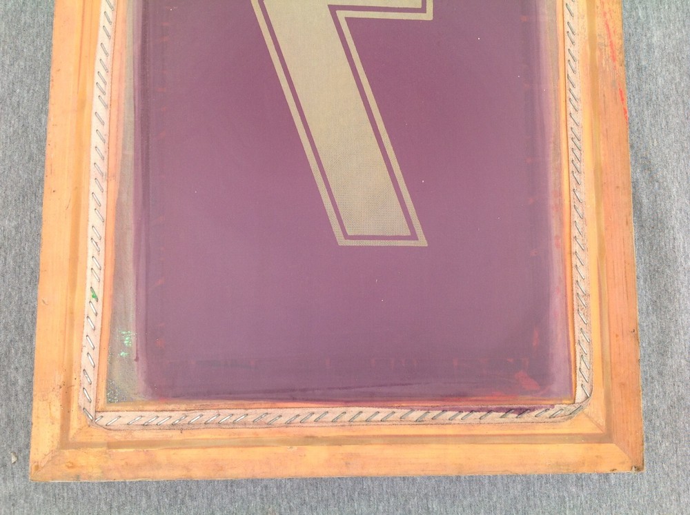 Vintage Silk Screen Printing "7" Wood Frame