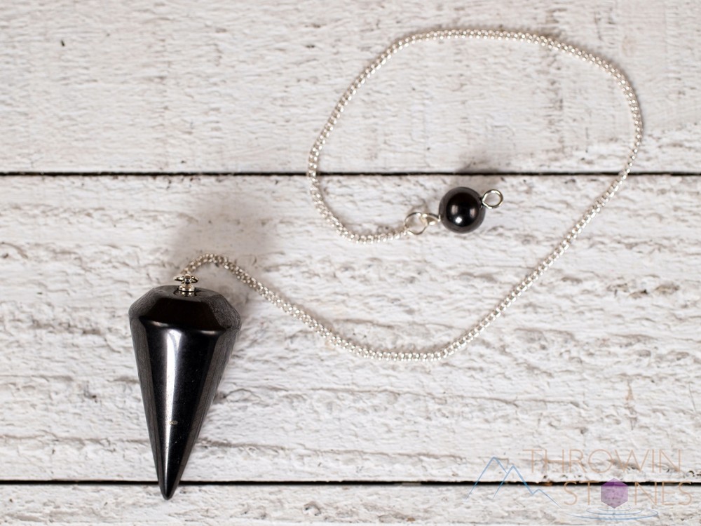 SHUNGITE Crystal Pendulum - Divination, Metaphysical, EMF Protection, E1413