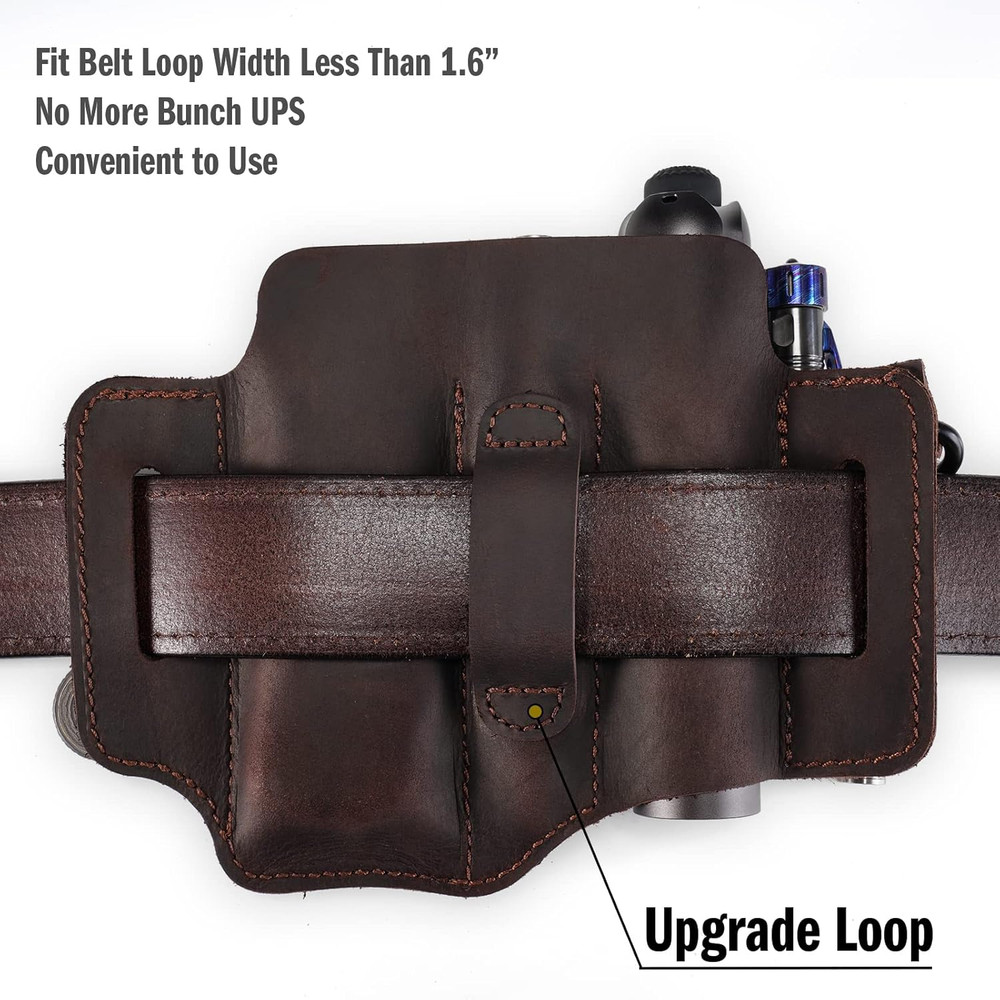 ST1 Leather Multitool Sheath - EDC Belt Organizer for Leatherman Tools, Flashlig
