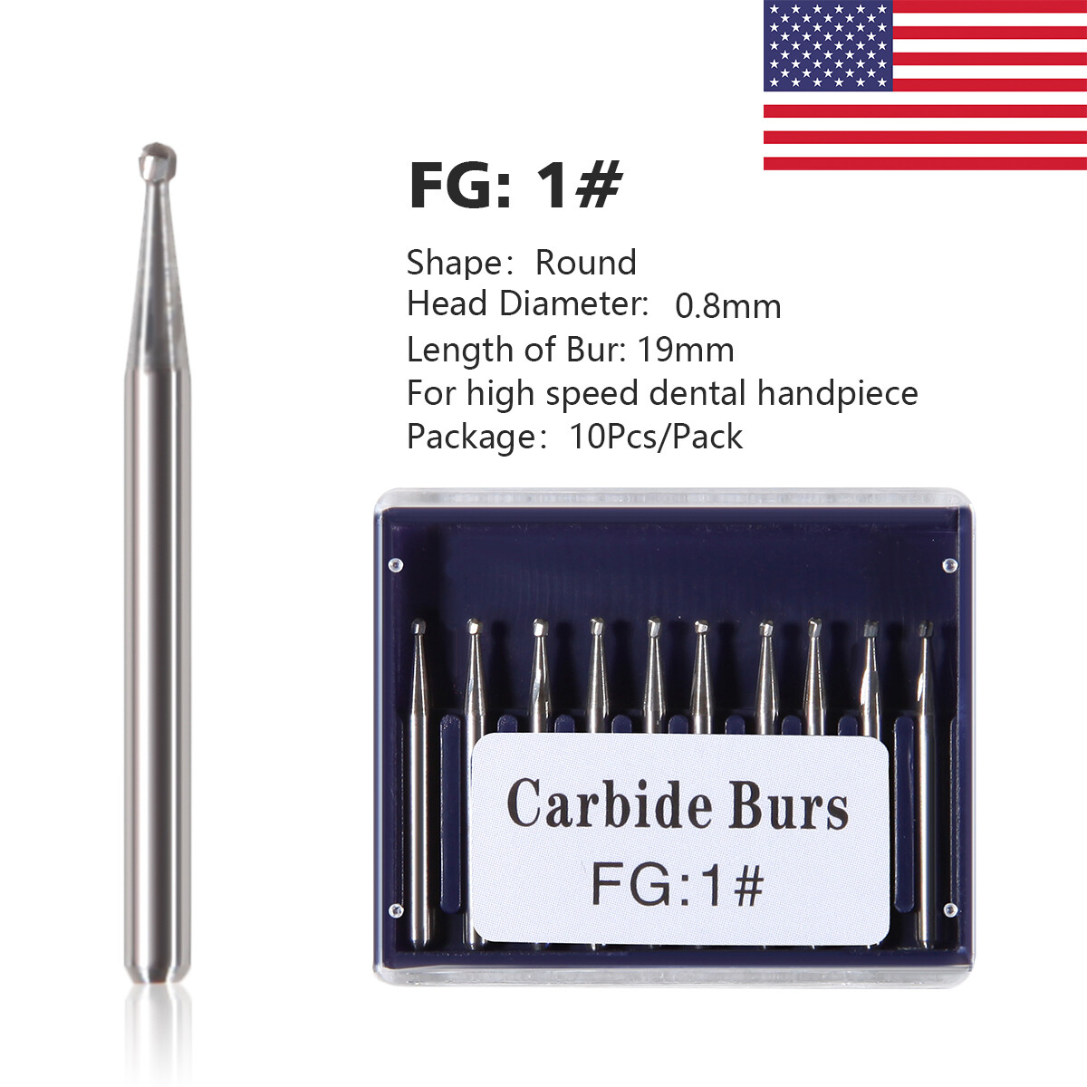 Dental FG Burs High Speed Handpiece Round Tungsten Carbide Tungsten Steel