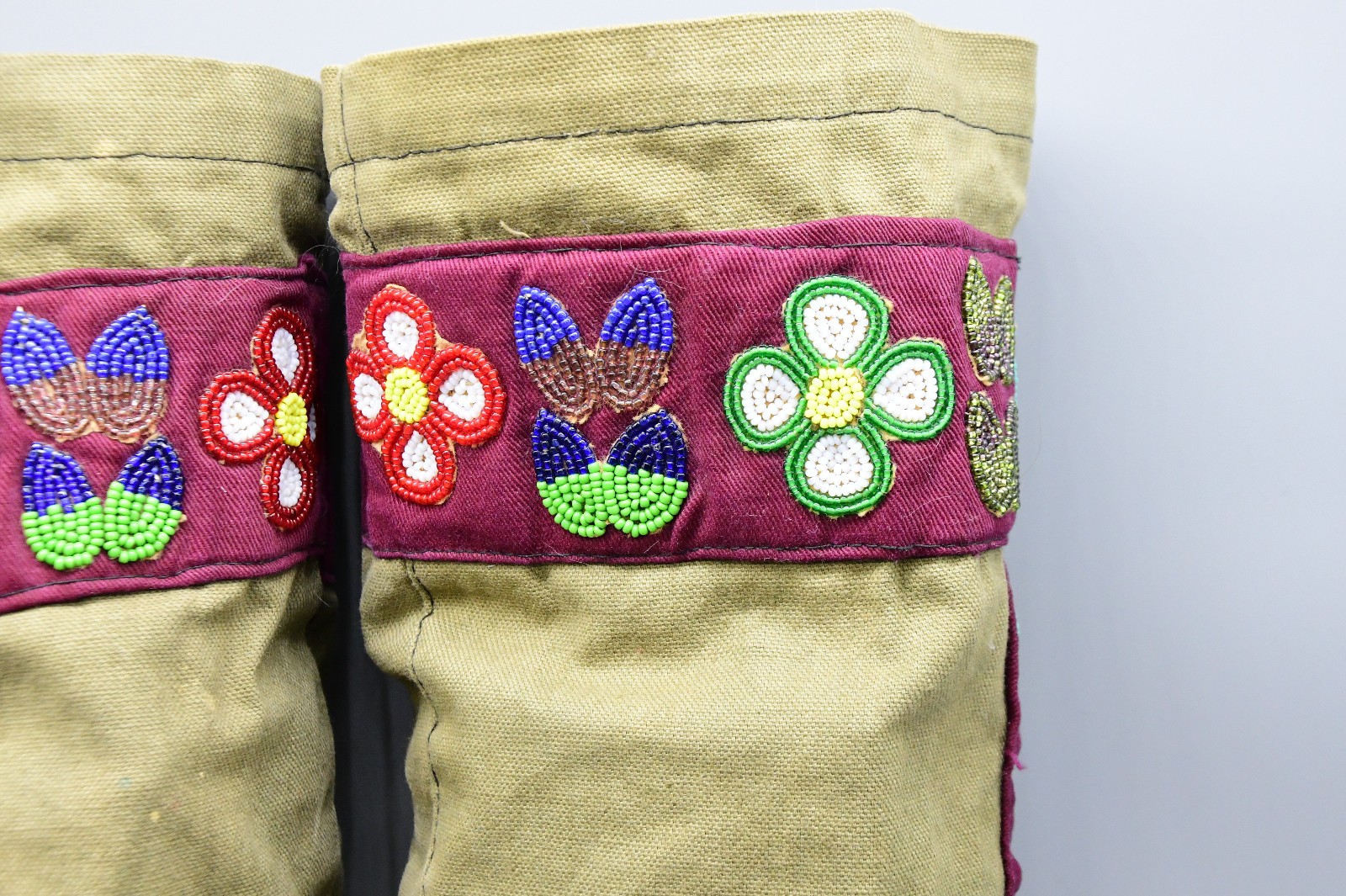 Cree Hightops Beautifully Beaded on Moosehide/ Canvis Tops