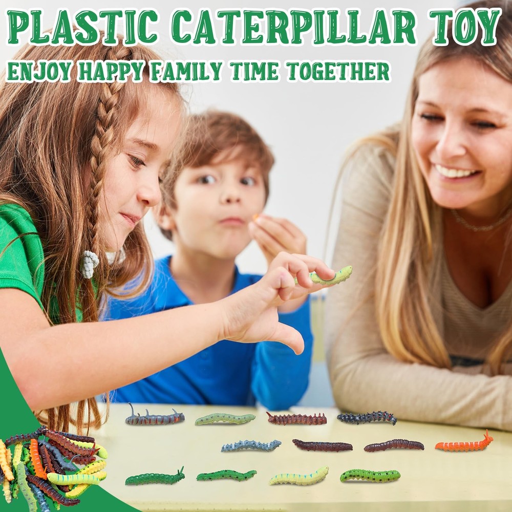 Arrowbash 24 Pcs Simulation Caterpillar Fake Worm Crawling Insects...