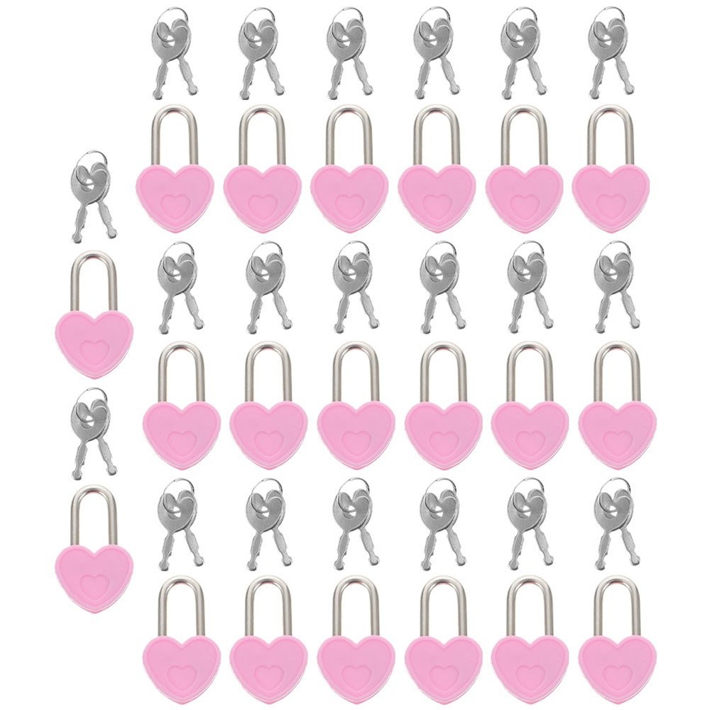20 Sets Small Heart Shaped Padlocks Mini Locks with Keys for Decoration