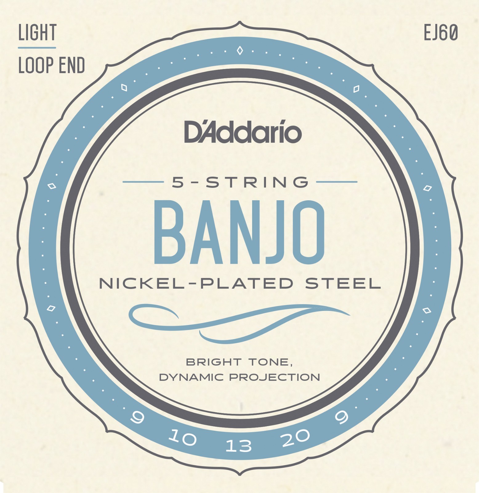 D’Addario EJ60 09-20 Light 5-String Nickel Banjo Strings