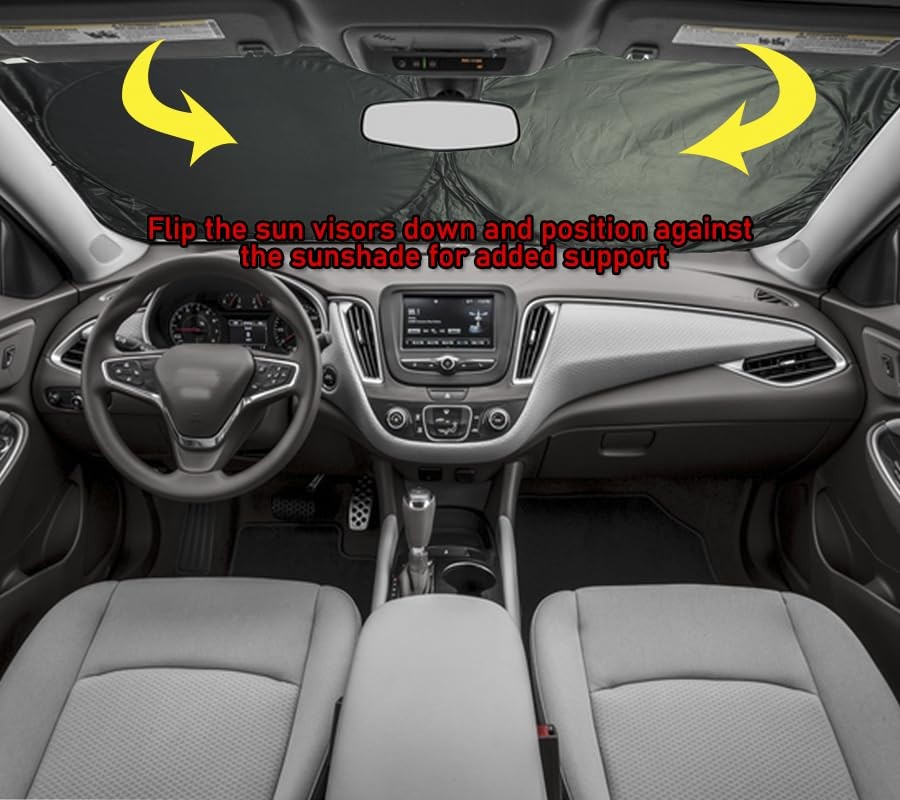 Windshield Sun Shade for Car Front Window Small (Universal Fit) Black