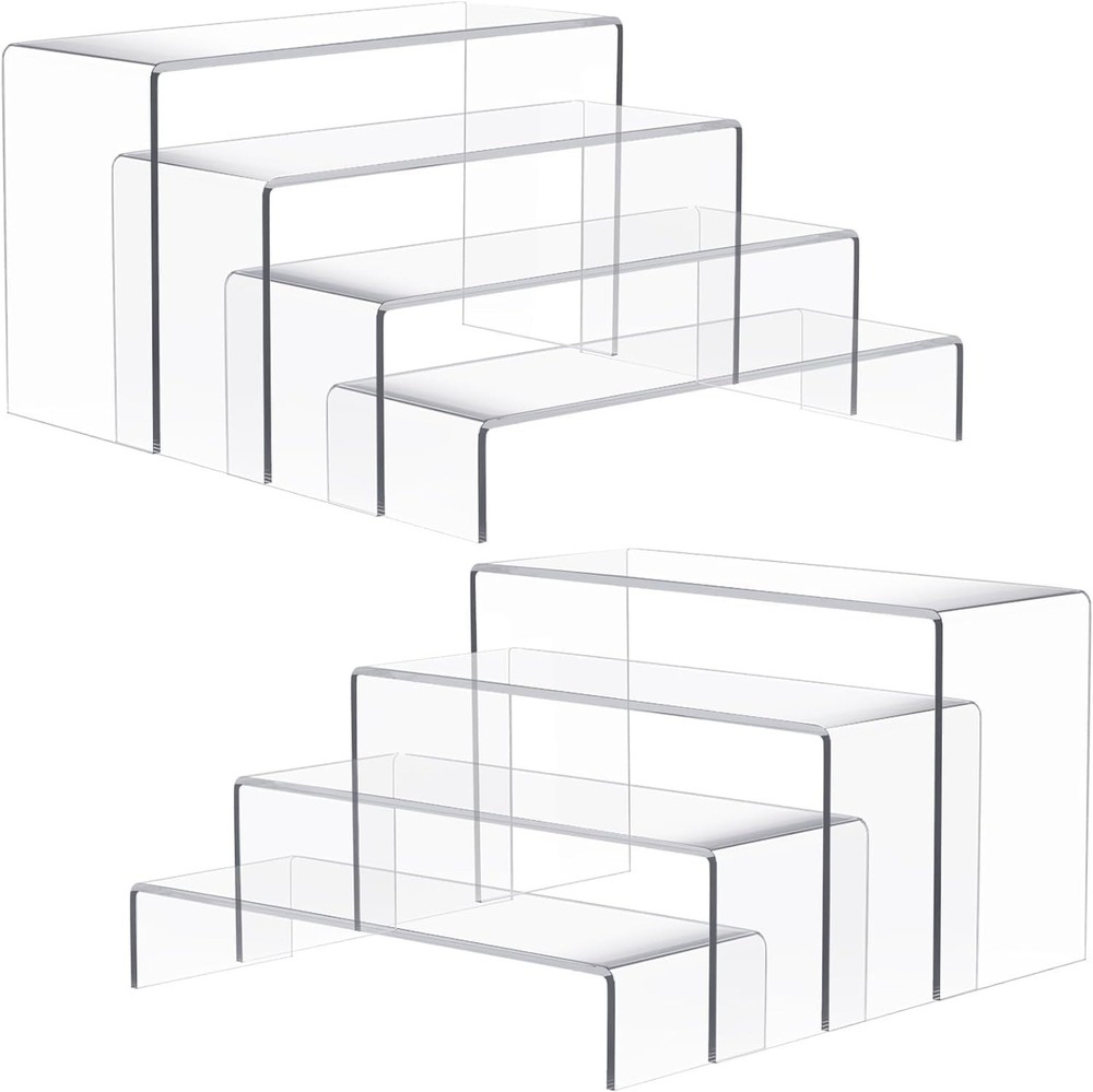 Large Acrylic Risers, 8 Pcs 2 Set 7”L~8”L~9”L Rectangular Stands Shelf Clear ...