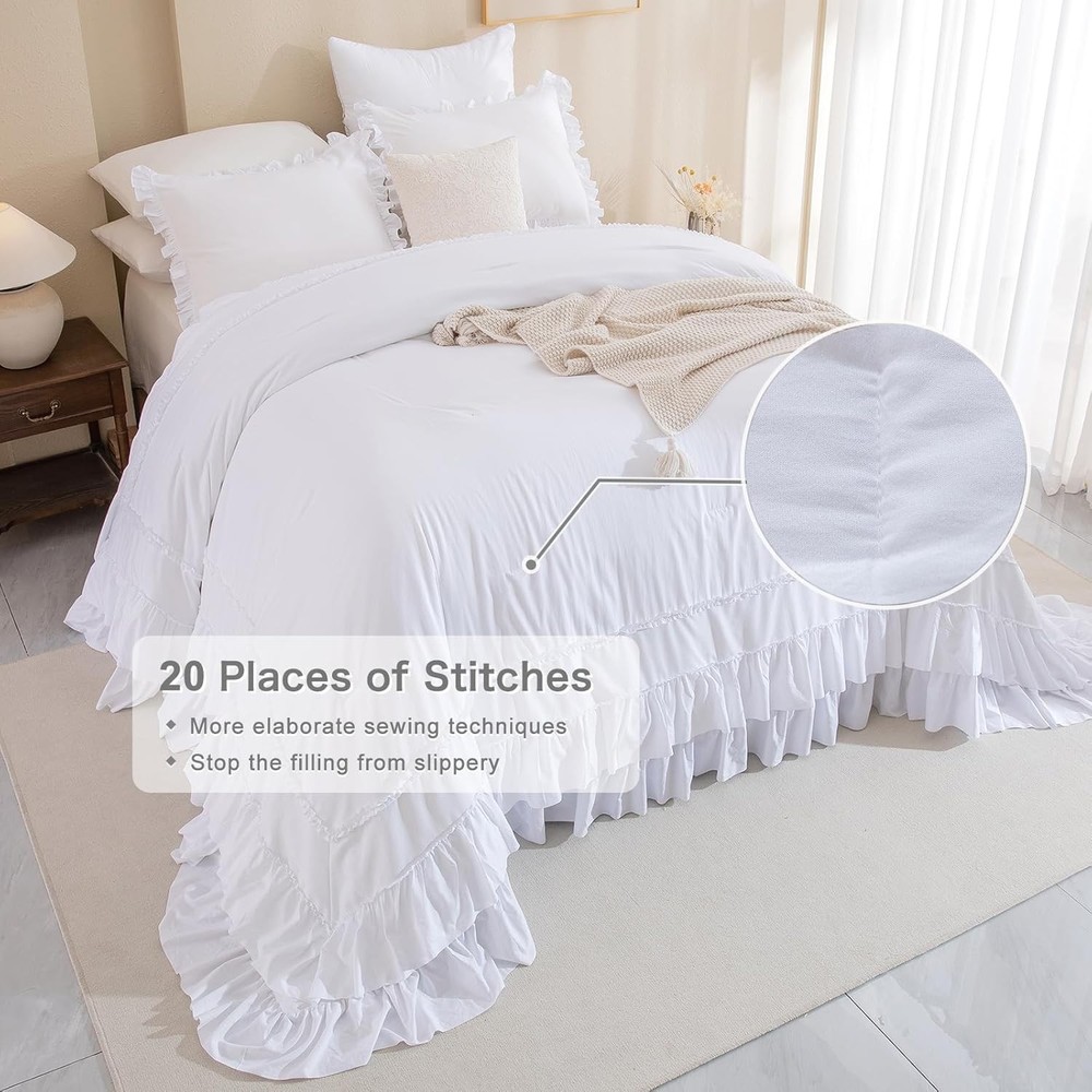Masaca White Oversized King Comforter Set 120X120,