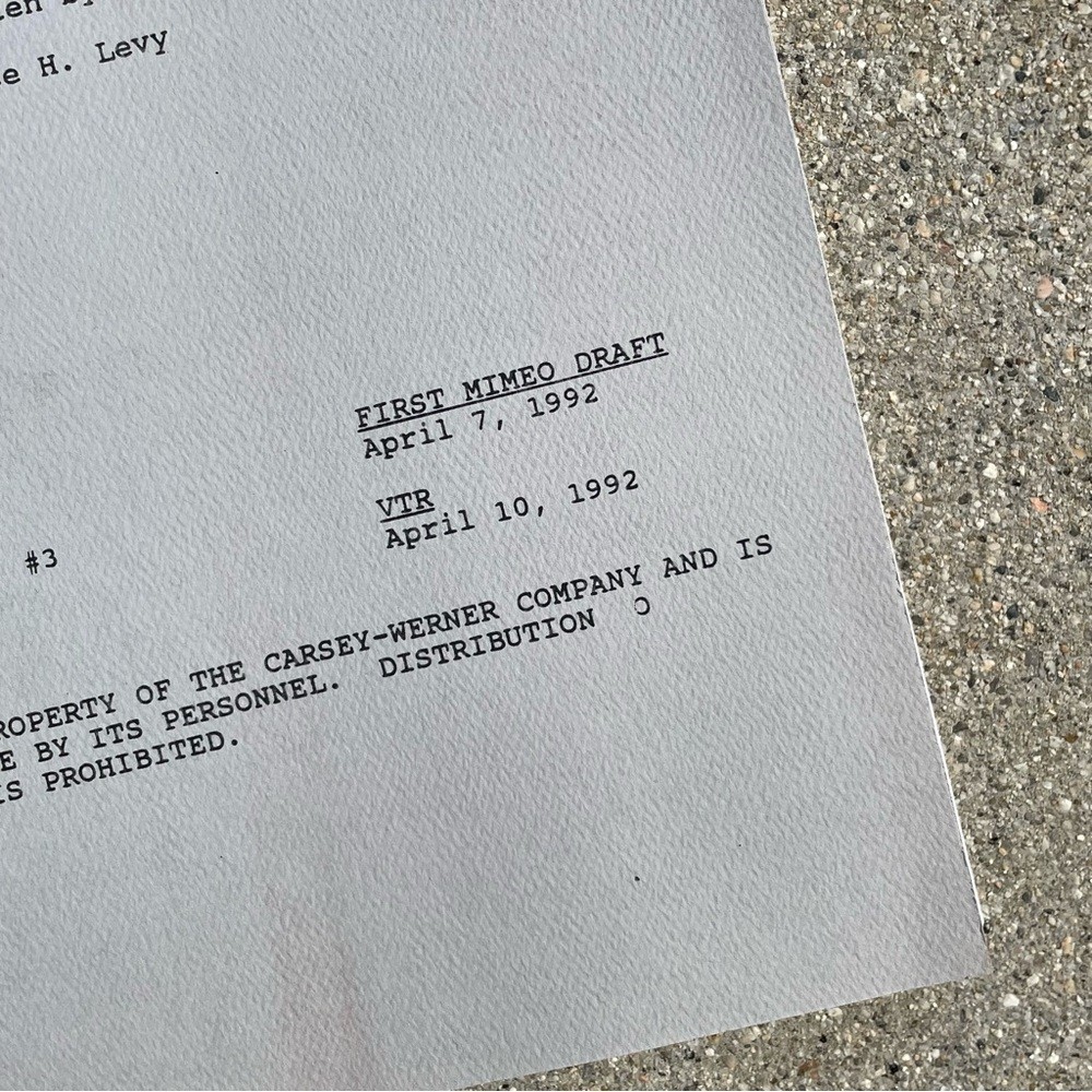 Roseanne Original 1992 Production Used First Draft Script Secrets Barr Metcalf