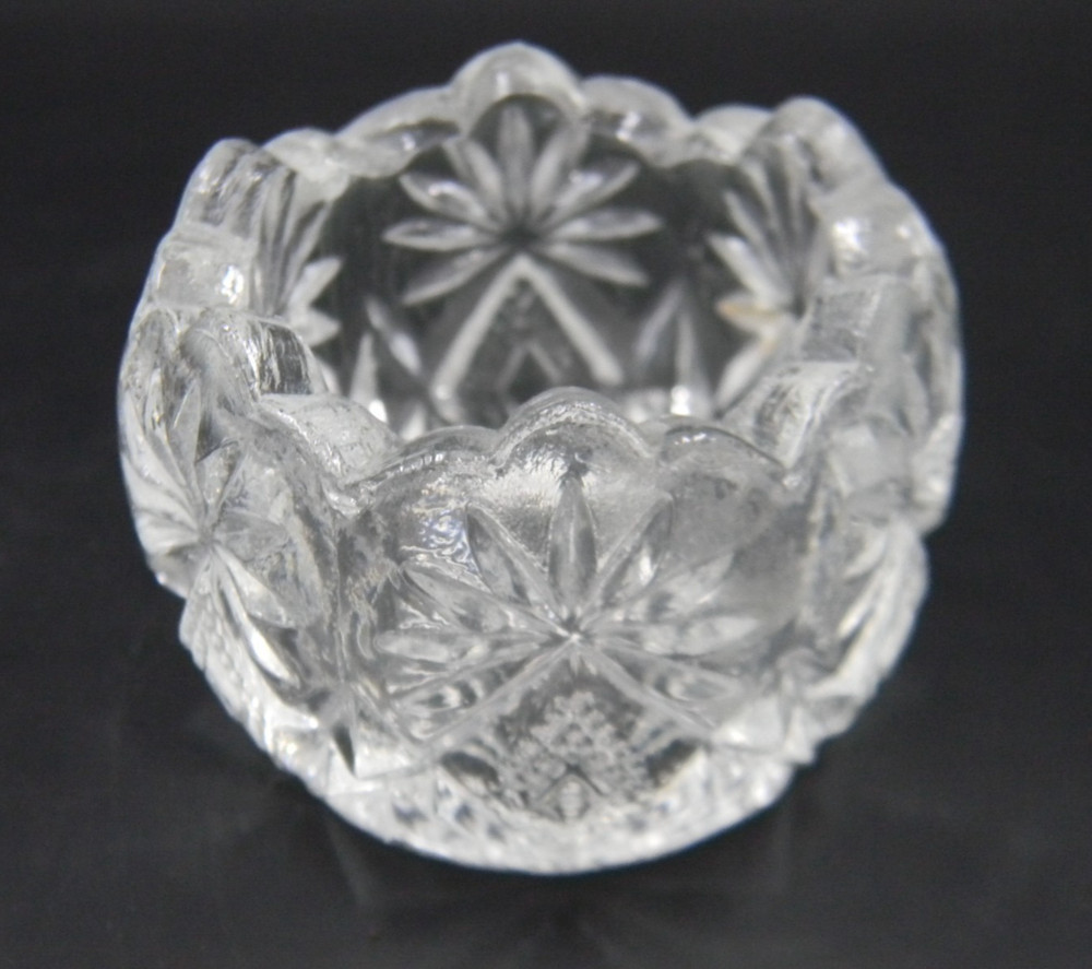 Vintage Pair Molded Clear Glass Salt Cellars