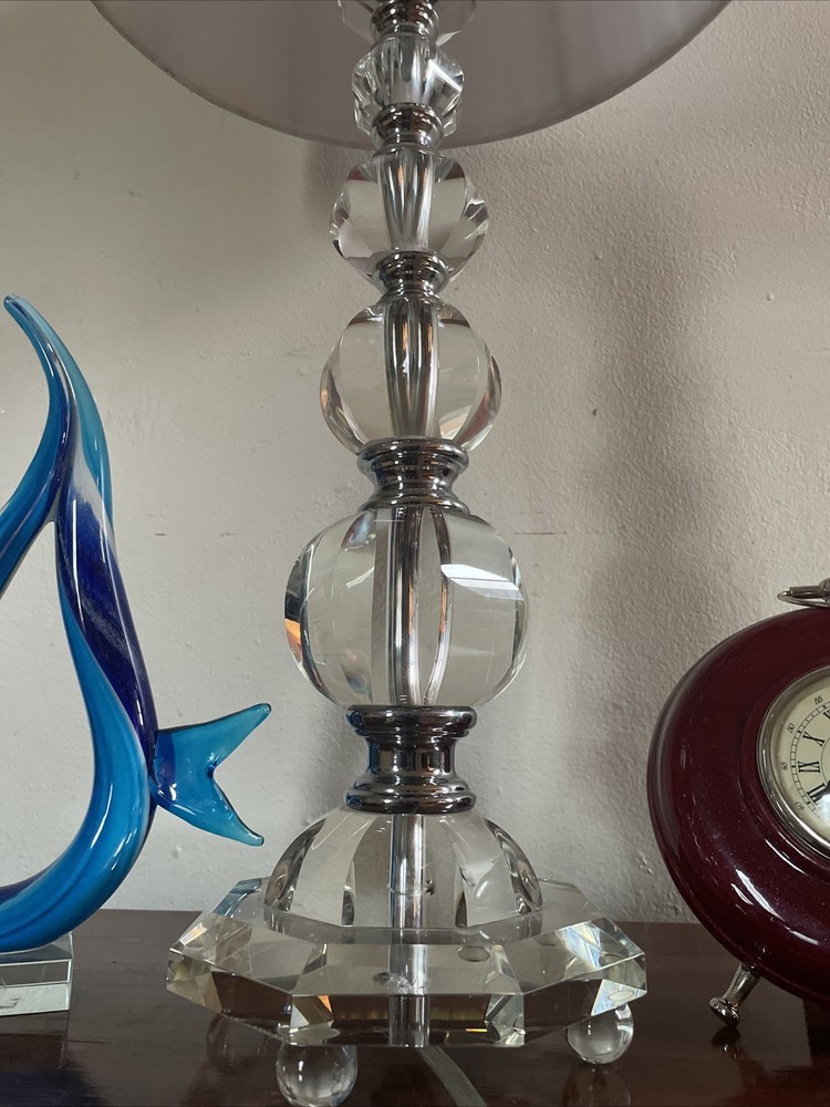 Heavy Crystal & Chrome Table Lamp 31” (stunning)