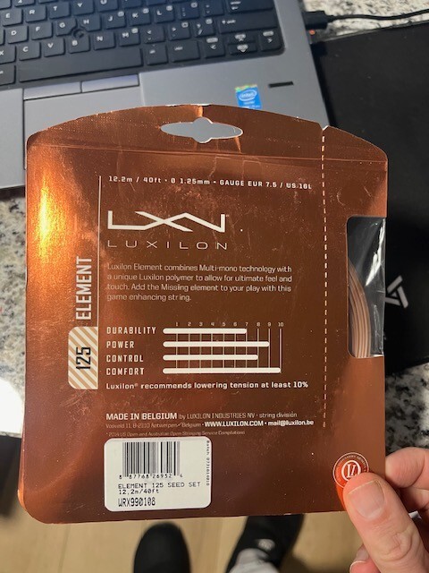 NEW FREE SHIPPING *2 Pack* Luxilon Element 125 Tennis String